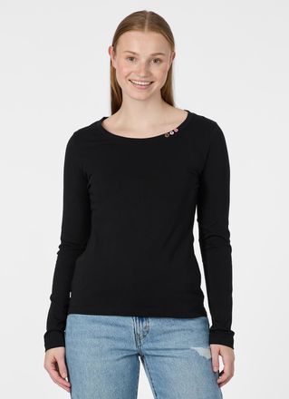 Ragwear Langarmshirt RAGWEAR FLLORAH LONG GOTS, Damen, Gr. XXL, schwarz, Jersey, Obermaterial: 100% Baumwolle, unifarben, normal, Rundhals, Shirts Langarmshir