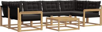 vidaXL Conjunto De Sof&aacute;s De Exterior 7 Uds. Blanco Y Negro Vidaxl