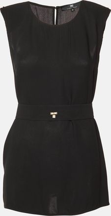 Elisabetta Franchi Black Chiffon Belted Open Back Top