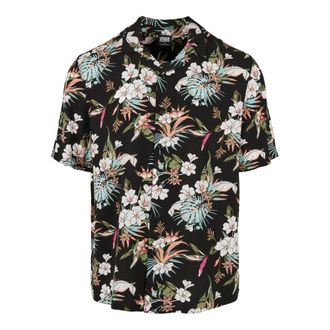 Urban Classics Heren Tropical Viscose Resort Overhemd (Zwart/Multikleurig)