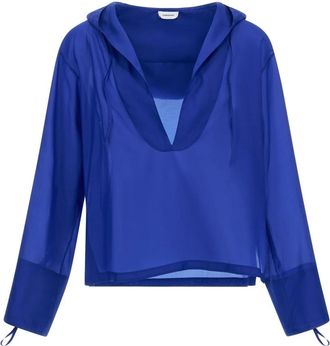 Ferragamo Hooded Organza Blouse - Heren - Zomerjassen - Blauw - L - Organza - Jassen