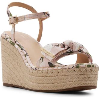 Ted Baker Gia Espadrille Platform Wedge in Pink/White at Nordstrom, Size 6.5
