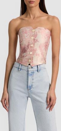 Alice & Olivia Kelcey Floral Jacquard Strapless Top in English Rose Toile at Nordstrom, Size 4