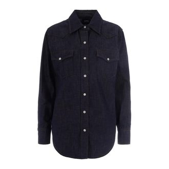 A.P.C. Shirts, female, Blue, Size: M Long Sleeve Buttoned Shirt