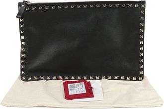 Valentino Black Leather Rockstud Clutch (Authentic Pre-Loved)