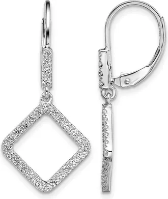 Diamond2Deal 14K White Gold 1/2 ct Lab Grown Diamond Square Leverback Earrings VS Clarity, G-H Color