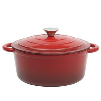 Gibson Home Addlestone 5 Quart Enameled Cast Iron Dutch Oven with Lid in Red at Nordstrom