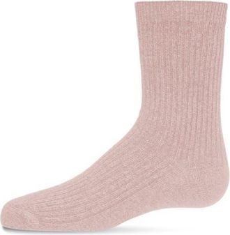 MeMoi Ribbed Rich Crew Socks in Blush at Nordstrom, Size 6-12M