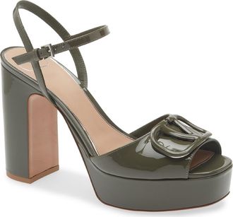 Valentino Garavani VLOGO Signature Platform Sandal in Military Green at Nordstrom, Size 10.5Us