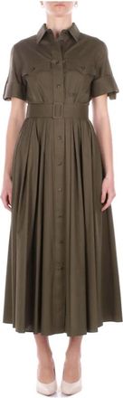 Fay Overhemdjurk - Dames - Shirt Kleedjes - Groen - S - Katoen - Kleedjes