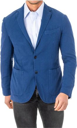 La Martina Klassieke Blazer met Lange Mouwen en Revers - Heren - Blazers - Blauw - M - Jassen