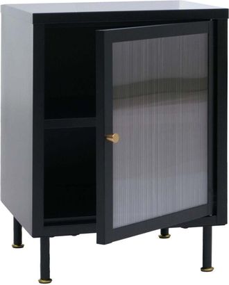 Hhg [nunca Usado] Mesita De Noche Hhg-435, Mesita Auxiliar, Armario, Compartimentos De Almacenamiento Industriales De Metal Y Cristal De Ca&ntilde;a, 55 X 41 X 4