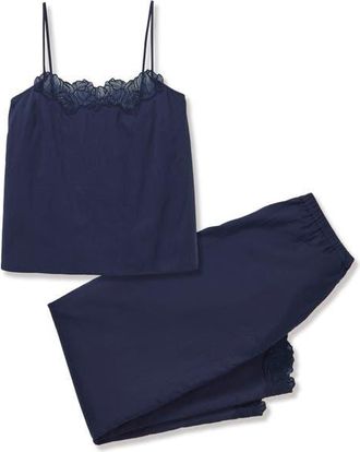 Petite Plume Fleur Cotton Voile Cami Pajamas in Navy at Nordstrom, Size X-Large