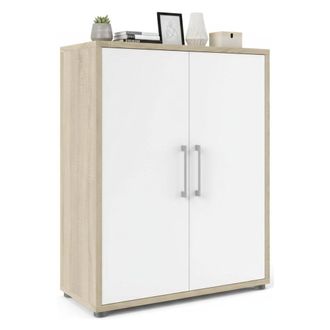 Dmora Dmora - Aparador Leocadie, Buf&eacute; De Sal&oacute;n, Aparador De Sal&oacute;n, Despensa De Cocina, 89x40 H113 Cm, Roble Y Blanco
