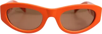 Dolce & Gabbana Womens Gla1361 Oval Frame Rubber Sunglasses Orange Acetate