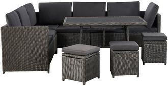 Life Interiors Corner Outdoor 9 Seater Rattan Garden Lounge Set