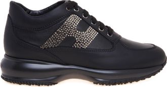 Hogan Black Interactive H Strass Leather Sneakers