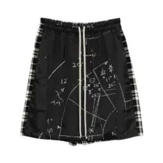 Rick Owens Shorts con cord&oacute;n y estampado gr&aacute;fico y ribete de cuadros - Shorts - Hombre - Negro - S