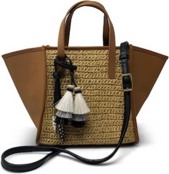 Kempton & Co. Womens Raffia Mini Tote In Brown