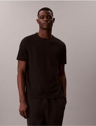 Calvin Klein Mens Pique Crewneck Sleep T-Shirt - Black - XL