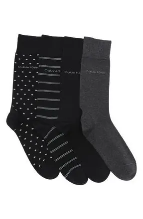 Calvin Klein 4-Pack Dress Crew Socks in Black Assorted at Nordstrom Rack