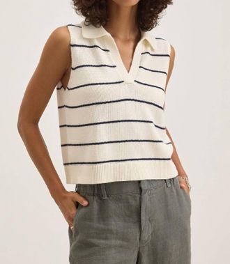 Velvet Nayla Sweater Vest In Milk/blue