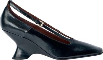 Dries Van Noten Zapatos de tac&oacute;n de cu&ntilde;a de piel - Shoes - Mujer - Negro - 38 EU