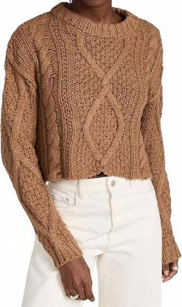 Free People Cutting Edge Cable Cropped Sweater In Camel