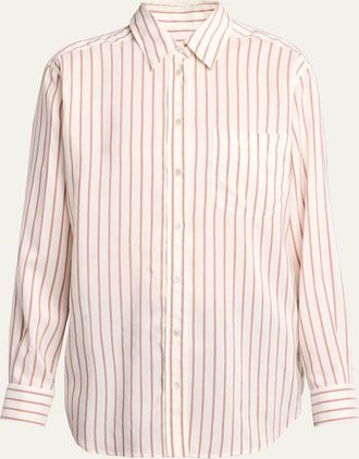 The Row Gavina Striped Silk Poplin Button-Down Shirt