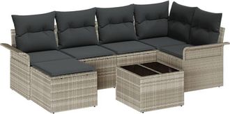 vidaXL Vidaxl - Garden Sofa Set with Cushion 7 pcs Light grey Poly rattan