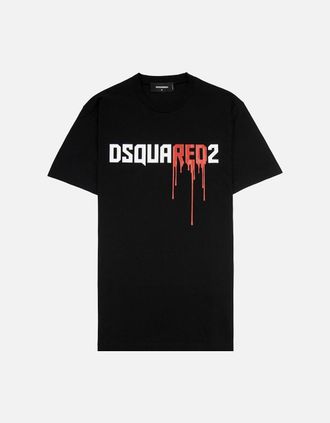 Dsquared2 Mens Dsquared2 Bloody Red Logo Cool Fit T Shirt Black 900 - Size: 46