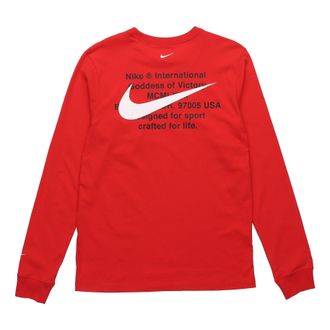 Nike Mens Nike Printing Round Neck Long Sleeves Red T-Shirt CK2260-657