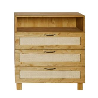 Hannun C&oacute;moda cambiador de abeto macizo y fibras naturales color marr&oacute;n claro
