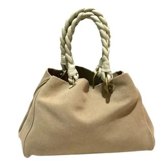 Bottega Veneta Pre-owned Vintage Canvas Shoulder Tote - Dames - Pre-owned - Beige - Maat: ONE Size Leer