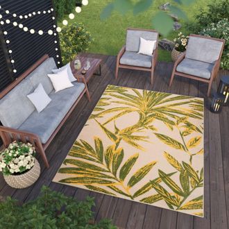 Tapiso Alfombra de exterior de polipropileno en verde y amarillo 160x220 cm