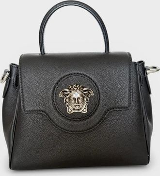 Versace Womens Medusa Leather Top Handle Bag Black - Size: O/S