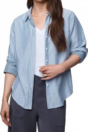Splendid Kenna Stripe Button Down Shirt In Ice Navy/white