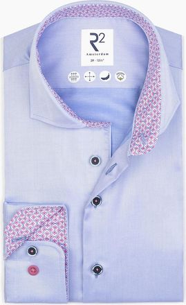 R2 Mens R2 CUT AWAY COLLAR LONG SLEEVED SHIRT LIGHT BLUE - Size: 44/46