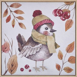 Beliani Stampa Su Tela Arte Murale 63 X 63 Cm Telaio In Mdf Disegno Di Uccelli Forme Quadrate Moderno Multicolore Castro