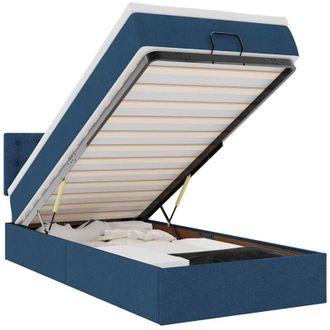 vidaXL Estructura De Cama Otomana Con Colch&oacute;n Tela Azul 80x200cm Vidaxl