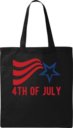 Generic 4Th Of July Flying Star Graphic Natural Ecological Cotton Tote Bag Black