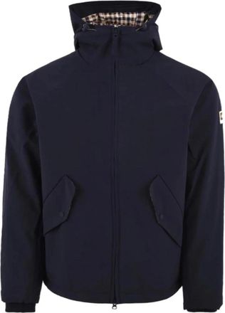 Aquascutum Shell SP Hooded Jacket - Heren - Winterjassen - Blauw - M - Nylon - Jassen
