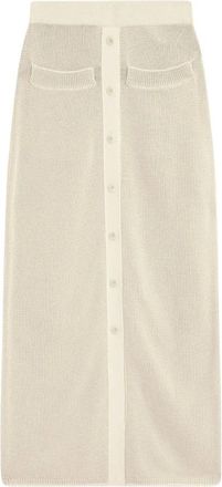 Joseph Gestreepte Gebreide Rok Ivoor/Quail - Dames - Maxi Rokken - Beige - S - Katoen - Rokken