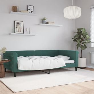 vidaXL Sof&aacute; Cama Sin Colch&oacute;n Terciopelo Verde Oscuro 100x200 Cm Vidaxl