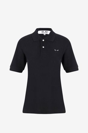 Comme Des Garçons Kurzarm-Polohemd aus Baumwollpiqué Black Heart