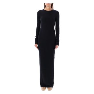 &Eacute;terne Maxi-jurk met lange mouwen en ronde hals - Dames - Maxi kleedjes - Zwart - XL - Katoen - Kleedjes