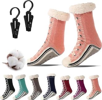 Generic Ultra-Thick Cute Slipper Home Socks-2026 New Ultra Tthick Cashmere Slipper Socks with Grips for Women (Pink)