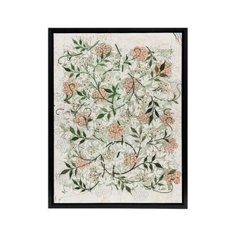 Artery8 Wild Jasmine Floral Pattern Framed Canvas Wall Art Print William Morris in White | Size: W24 x H32