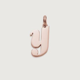 Monica Vinader Alphabet Pendant Y, Rose Gold Vermeil on Silver