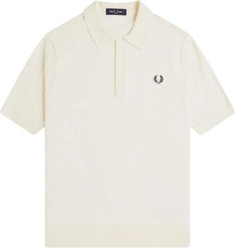 Fred Perry Tops, Heren, Wit, XL, Katoen, Katoenen Gebreide Poloshirt